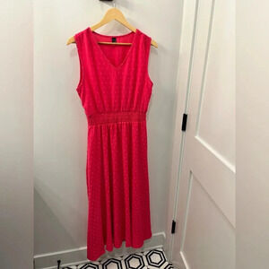 SHEIN Swiss dot A-Line magenta sleeveless dress size Large